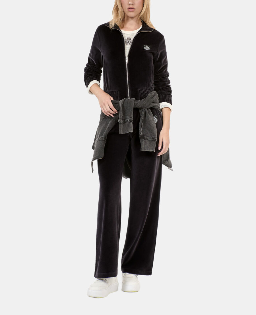 The Kooples FEMME BLACK sweatshirt logo en velours noir