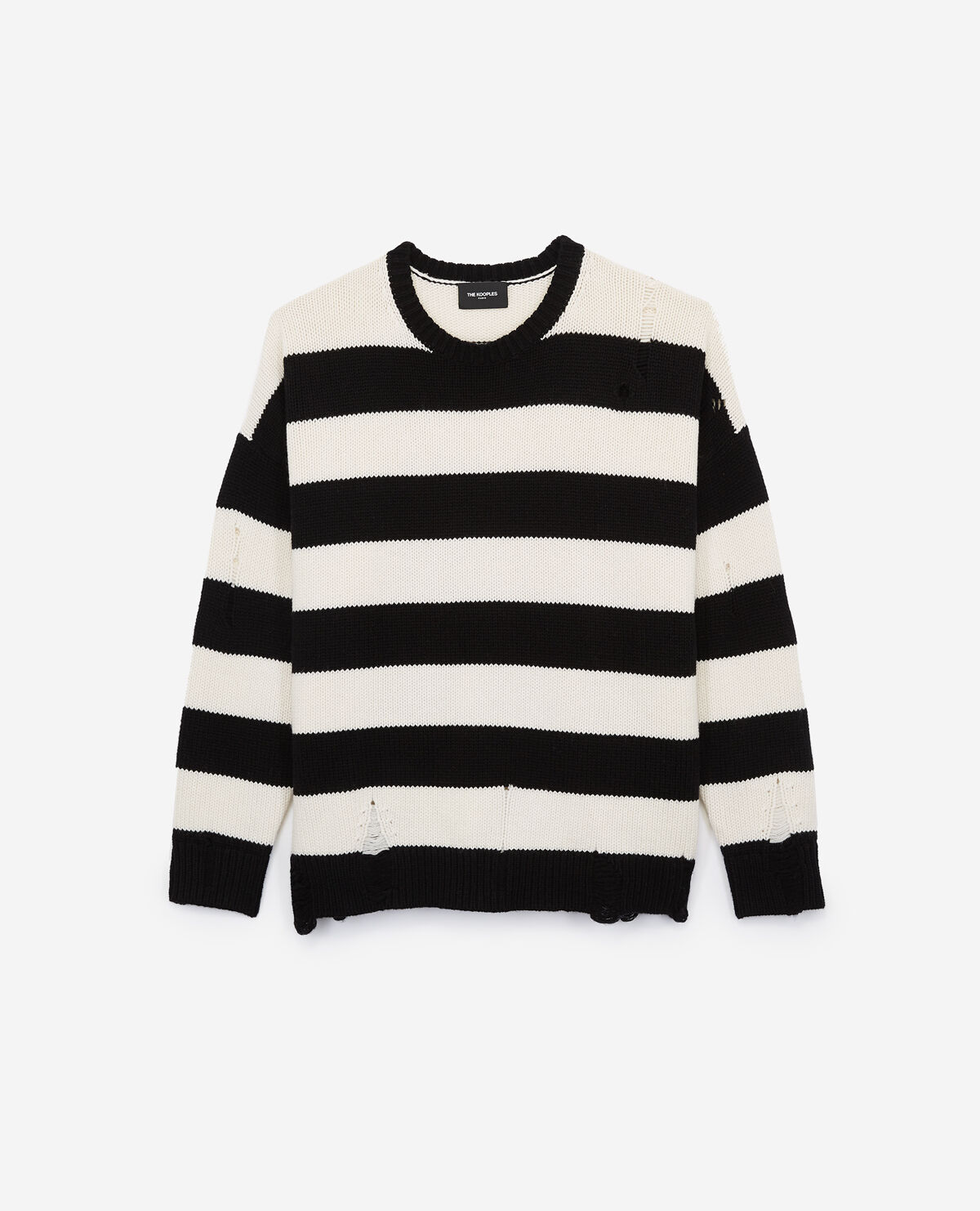 Black and 2025 white cashmere sweater