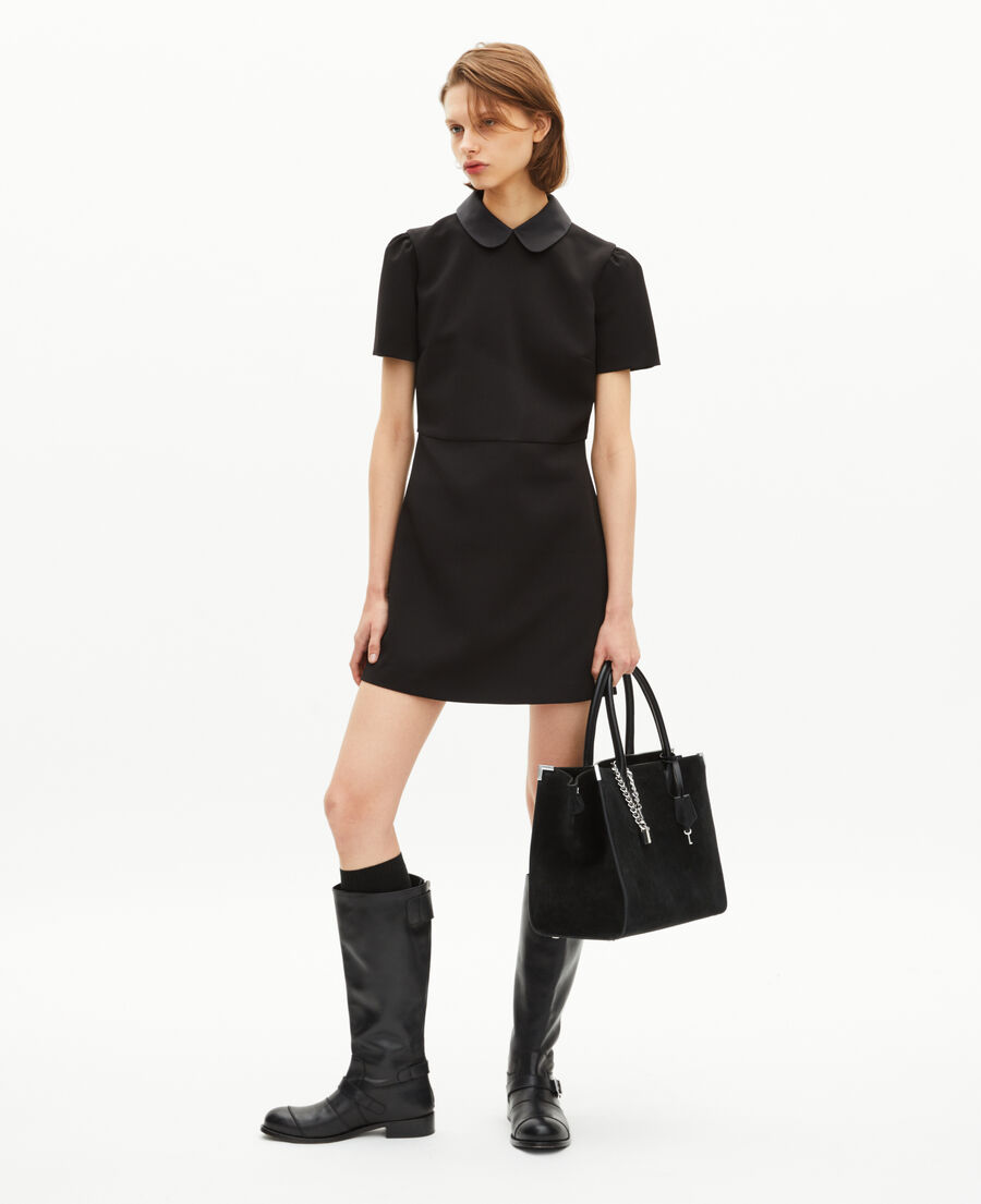 The Kooples WOMEN BLACK ming l tote bag in black suede