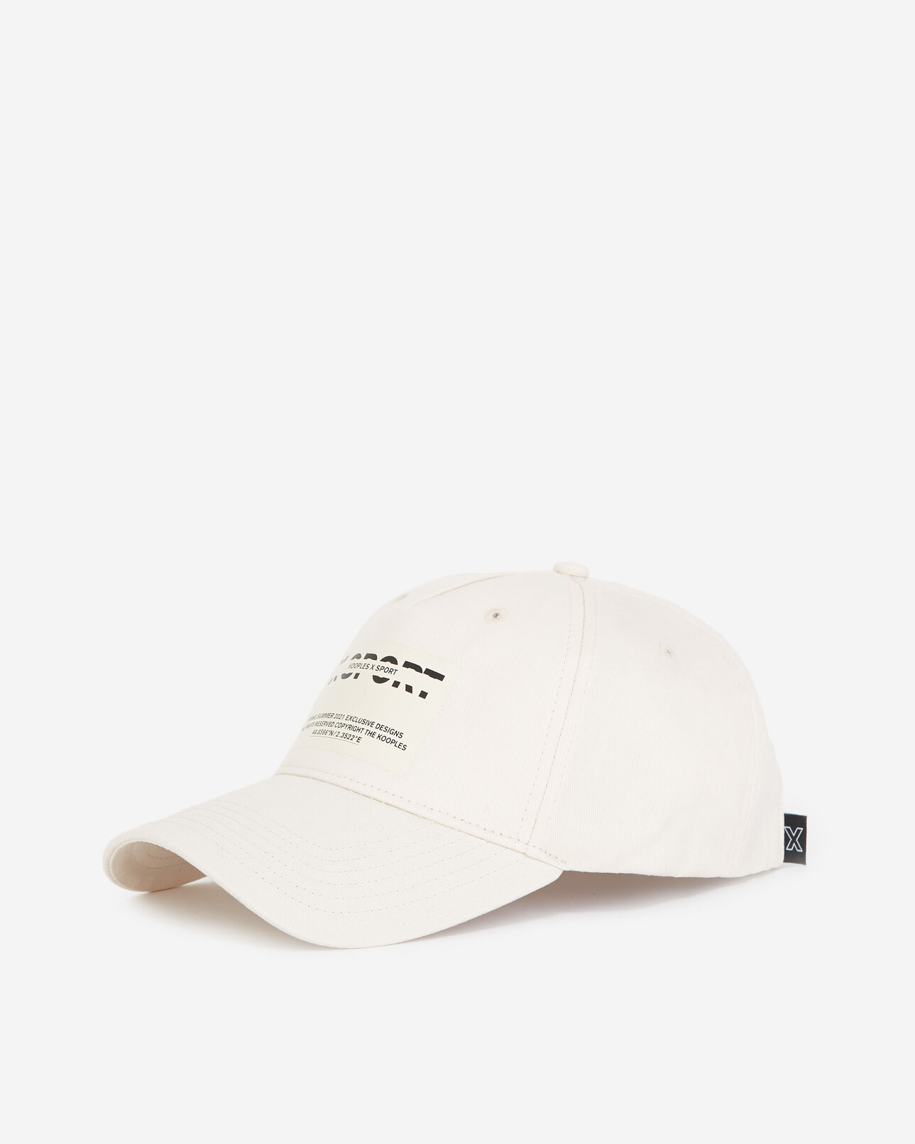 The Kooples MEN ECRU white cap in cotton with logo patch