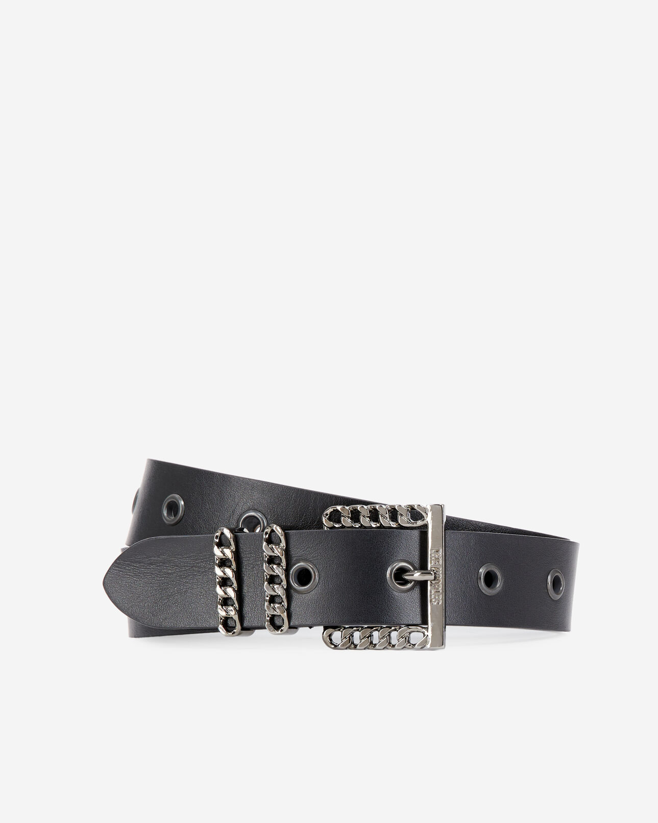 The Kooples FEMME BLACK ceinture en cuir noir avec boucle chaîne