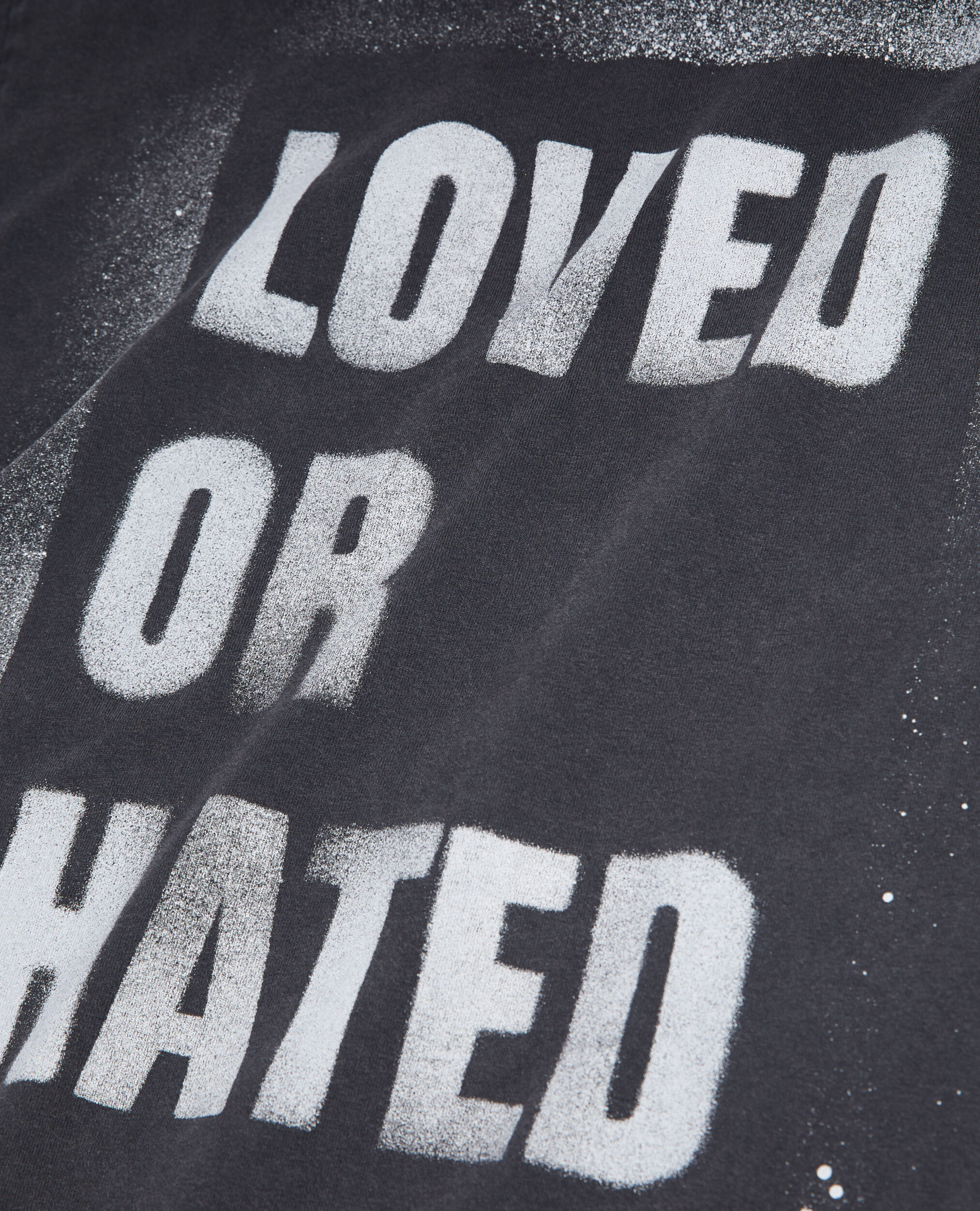 Women's black t-shirt with loved or hated serigraphy, BLACK WASHED, hi-res image number null
