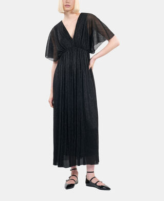 The Kooples WOMEN BLACK black metallic jersey long dress