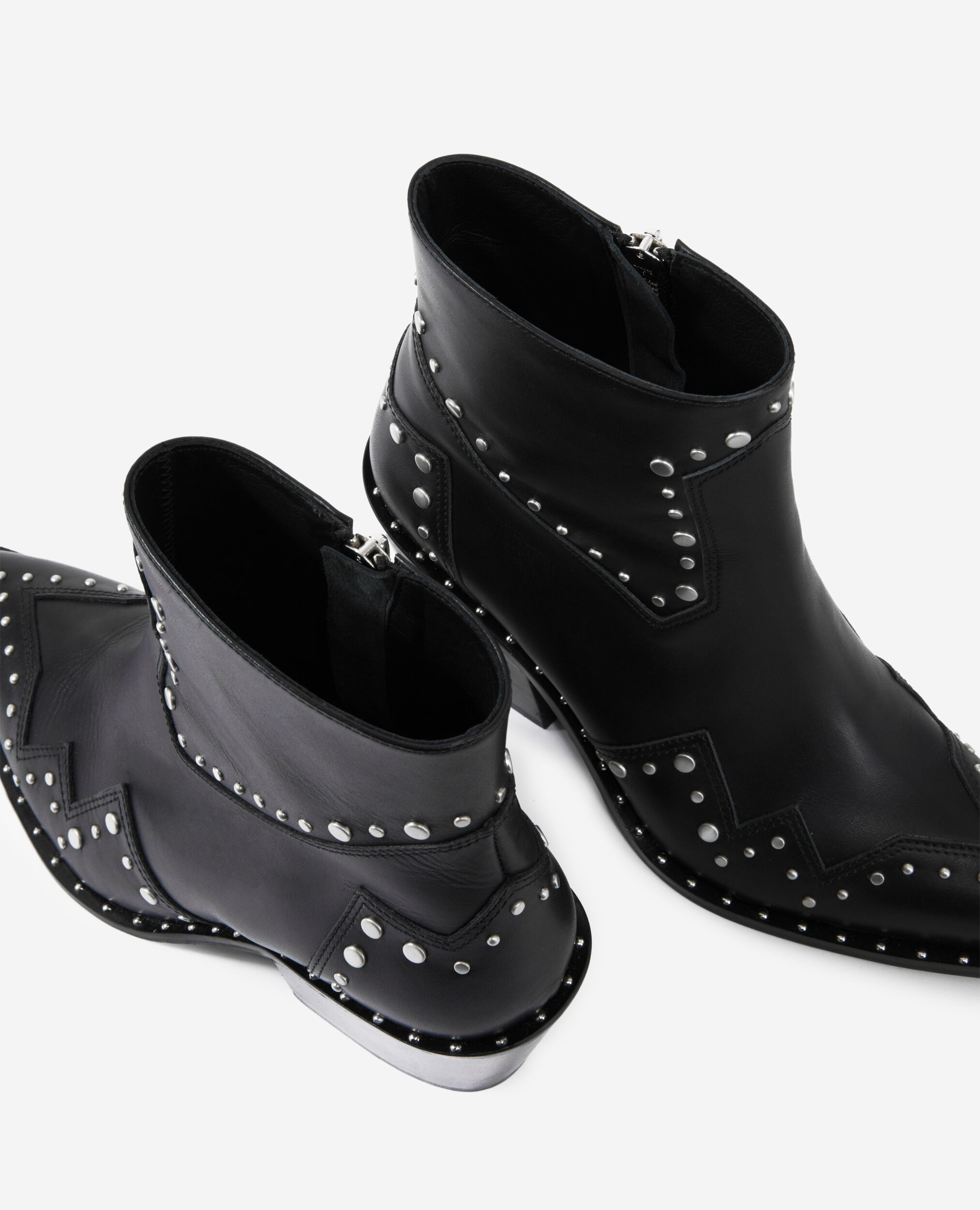 Heeled leather boots, BLACK, hi-res image number null