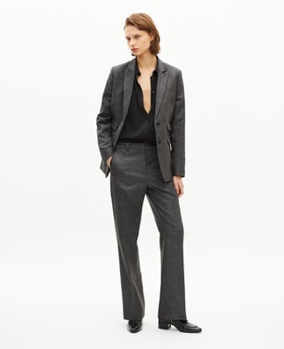 The Kooples F BLACK tailored jacket in black and grey fleece