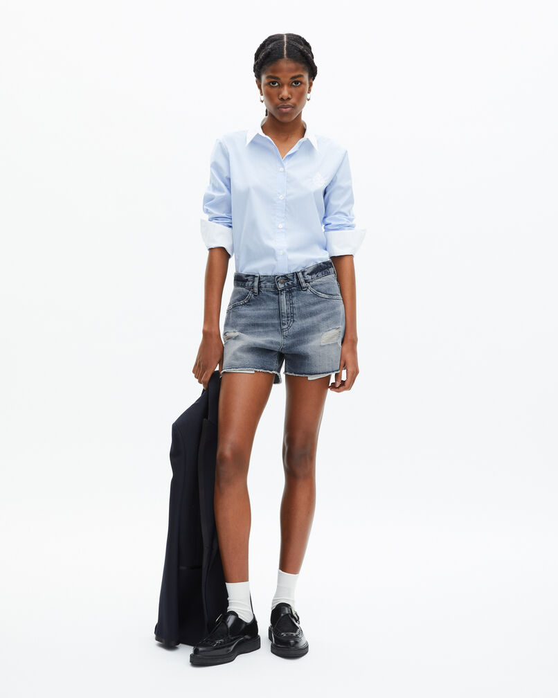 The Kooples FEMME BABY BLUE short en denim bleu