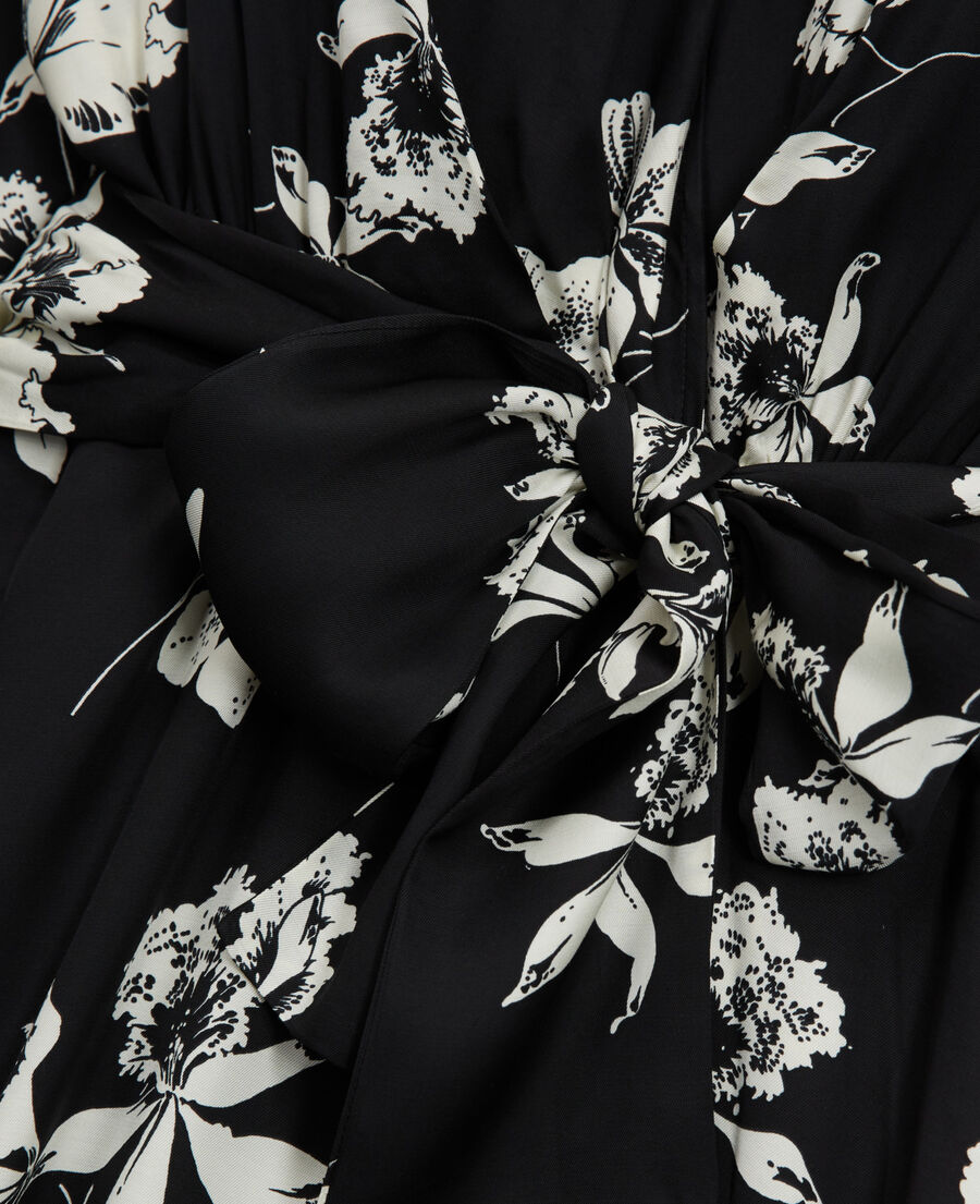 The Kooples FEMME BLACK WHITE robe longue fleurie