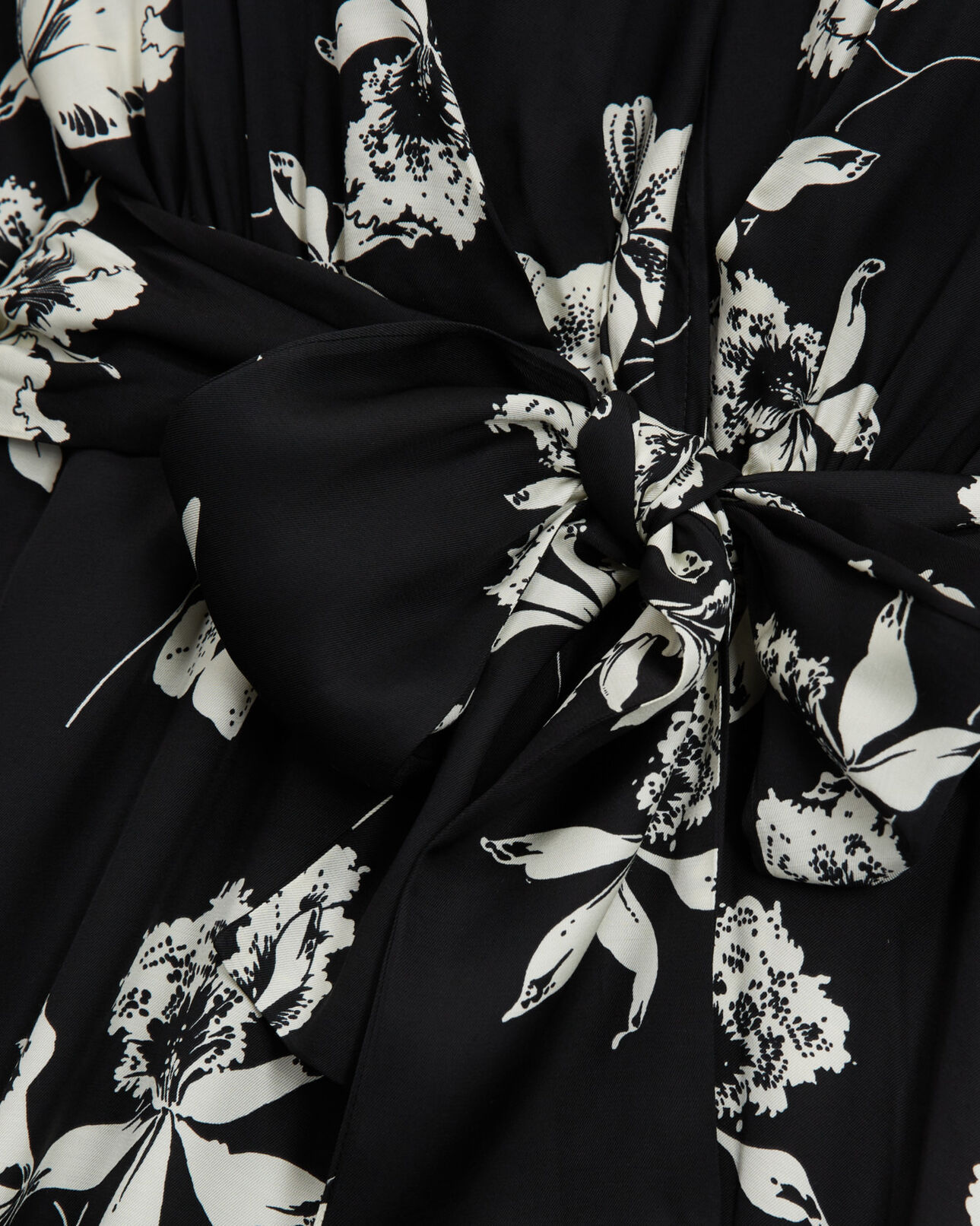 The Kooples FEMME BLACK WHITE robe longue fleurie