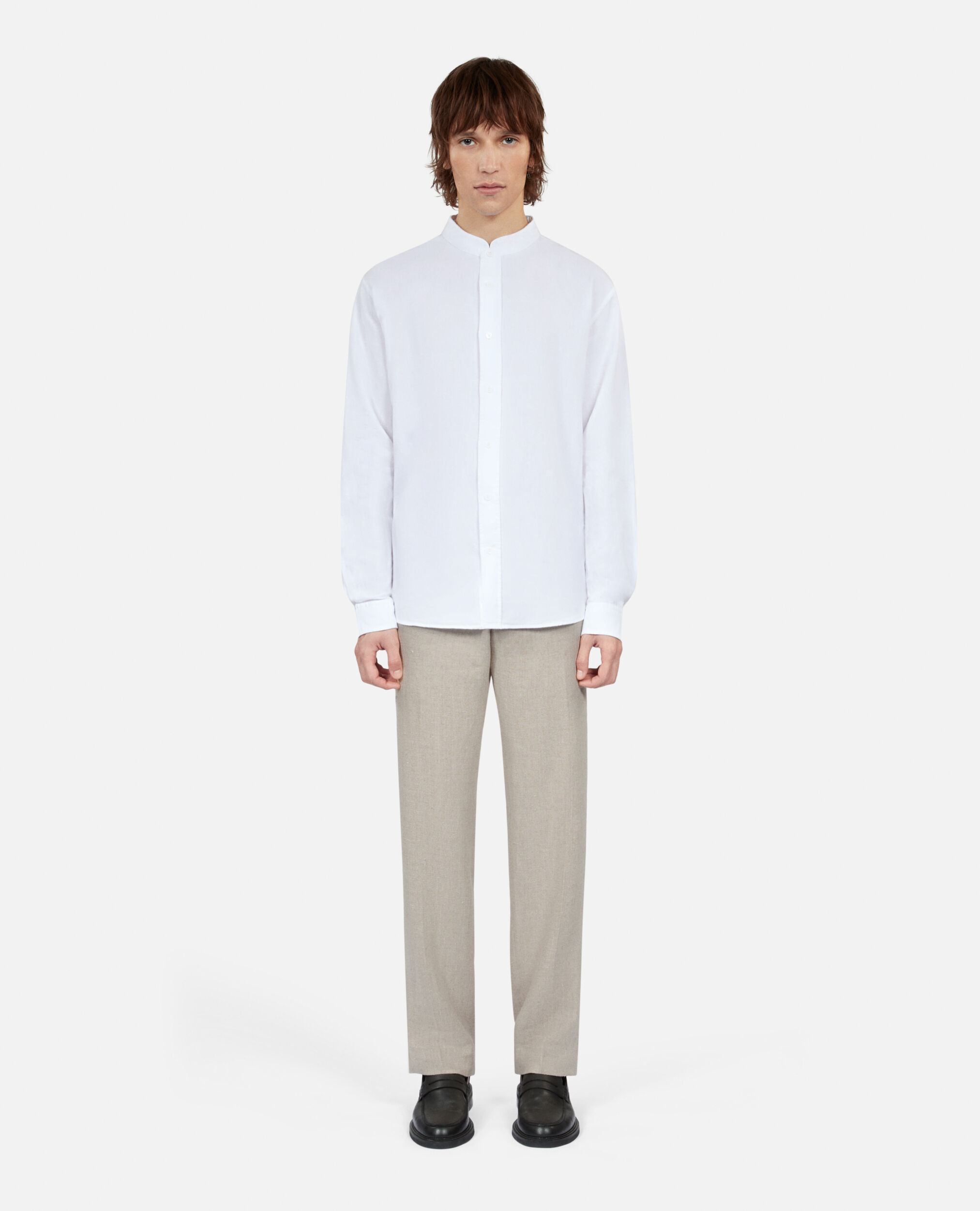Camisa blanca algodón lino, WHITE, hi-res image number null