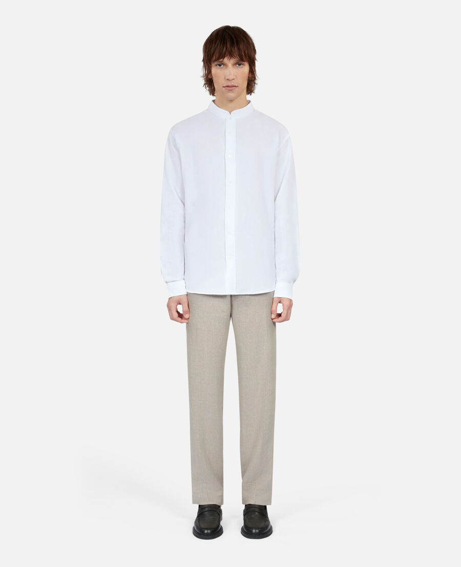 white cotton and linen shirt