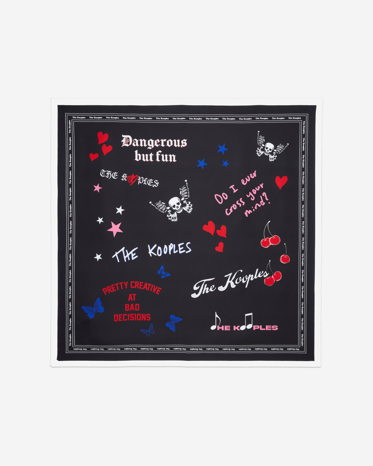 The Kooples F BLACK women's printed silk scarf
