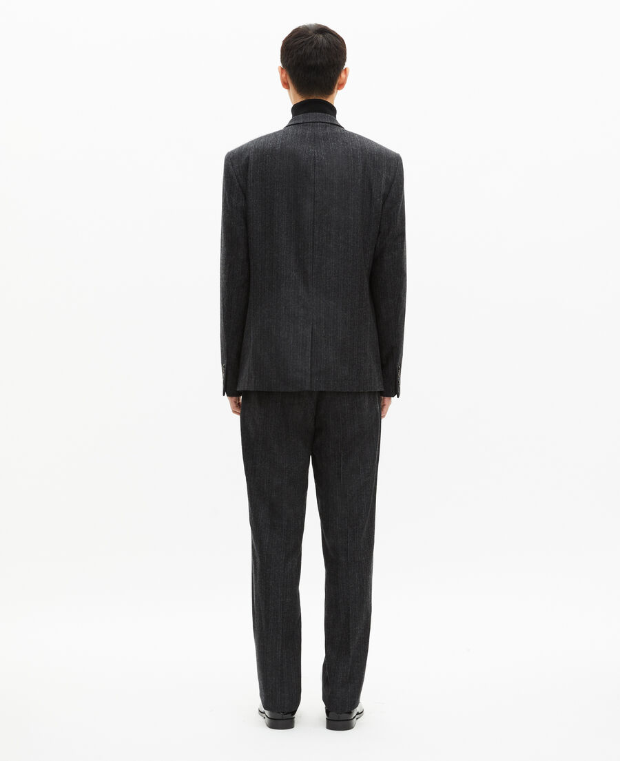 The Kooples H PEARL GREY dark grey pinstripe straight suit jacket