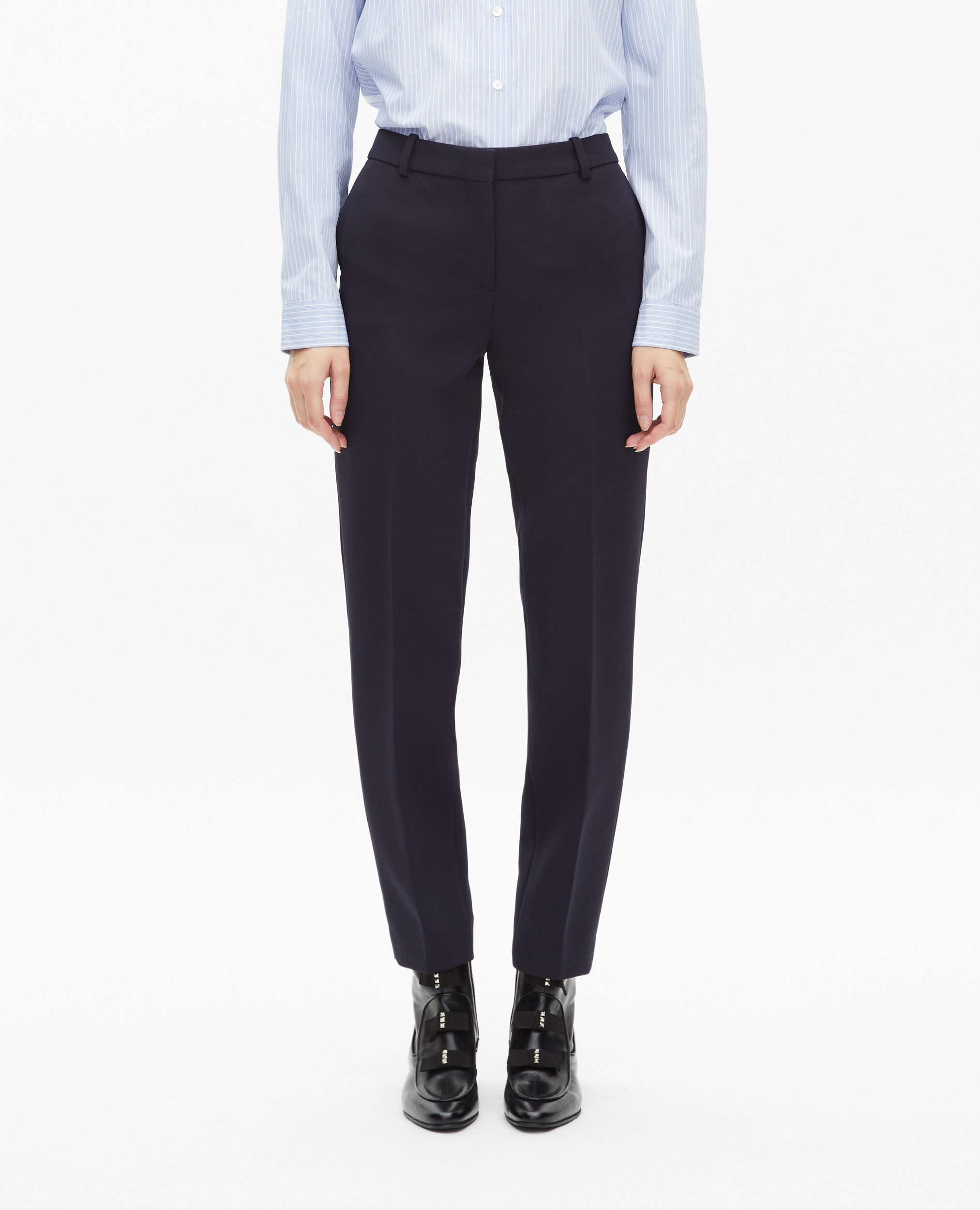 Slim-fit crepe pants navy blue, DARK NAVY, hi-res image number null