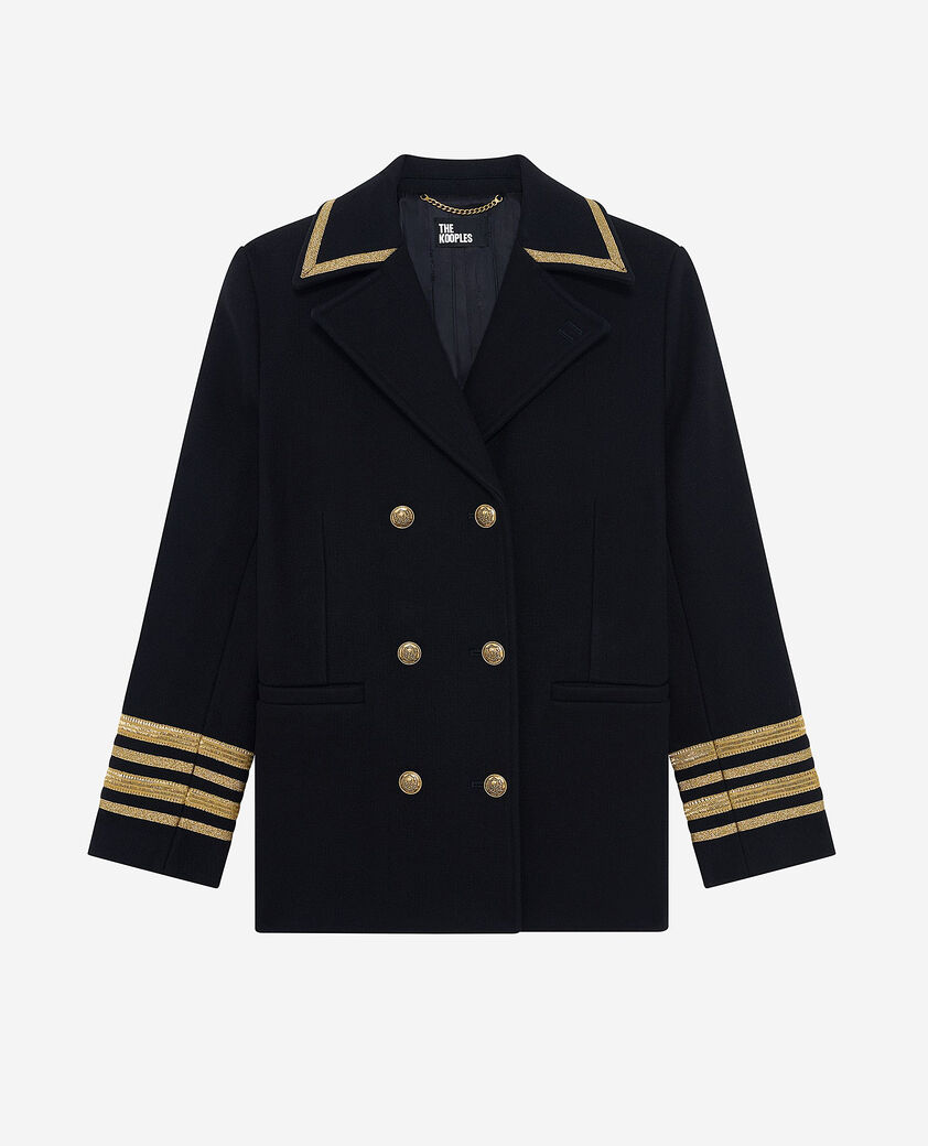 The Kooples WOMEN NAVY officer's pea jacket in navy wool