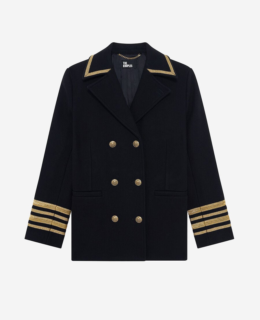 The Kooples WOMEN NAVY officer's pea jacket in navy wool