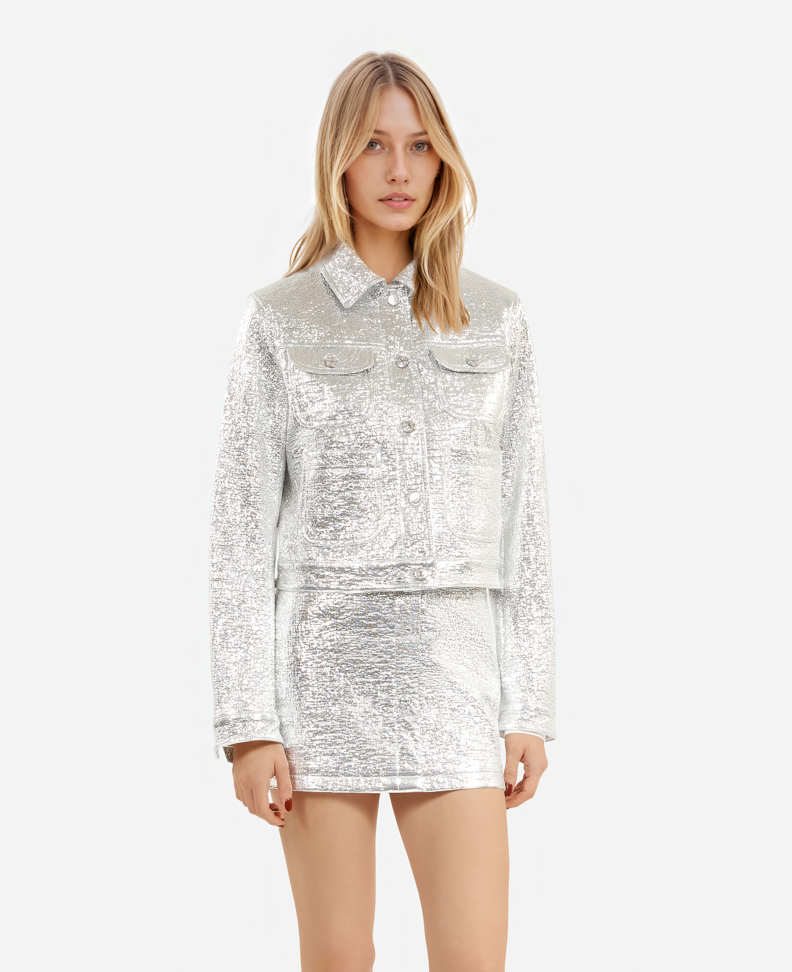The Kooples WOMEN SILVER short silver jacket