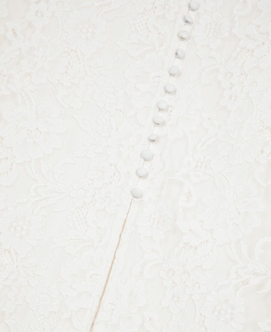 The Kooples DAMEN ECRU langer wei&szlig;er spitzenrock