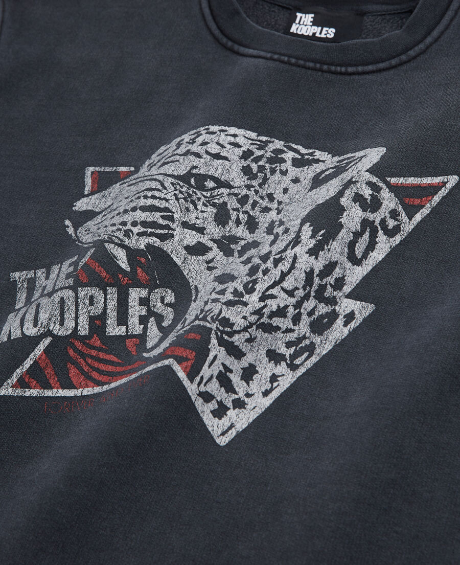 black sweatshirt with a tiger screen print