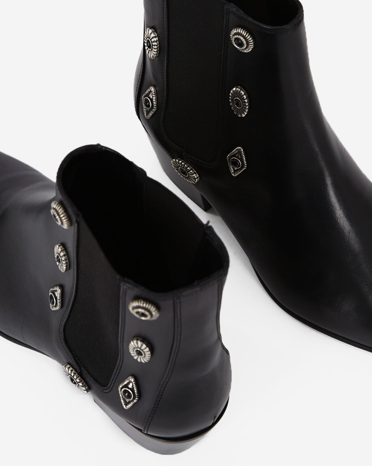 The Kooples WOMEN BLACK black leather ankle boots