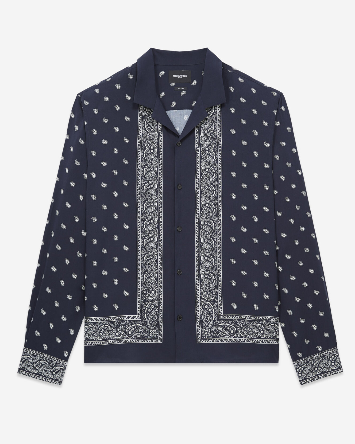 Navy printed bandana shirt, NAVY / ECRU, hi-res image number null