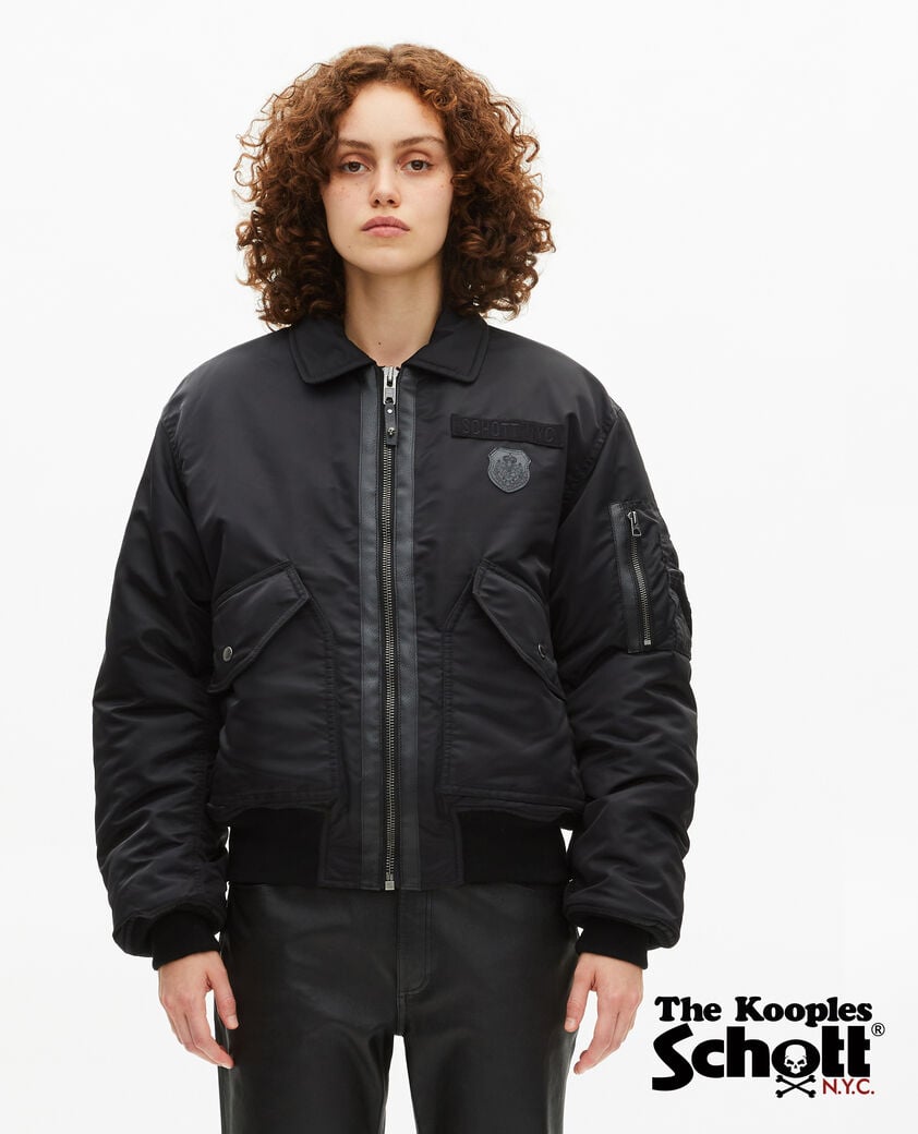 The Kooples DAMEN BLACK schwarze bomberjacke von the kooples x schott nyc