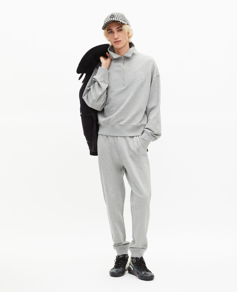 The Kooples HOMME GREY MELANGE sweatshirt col camionneur gris