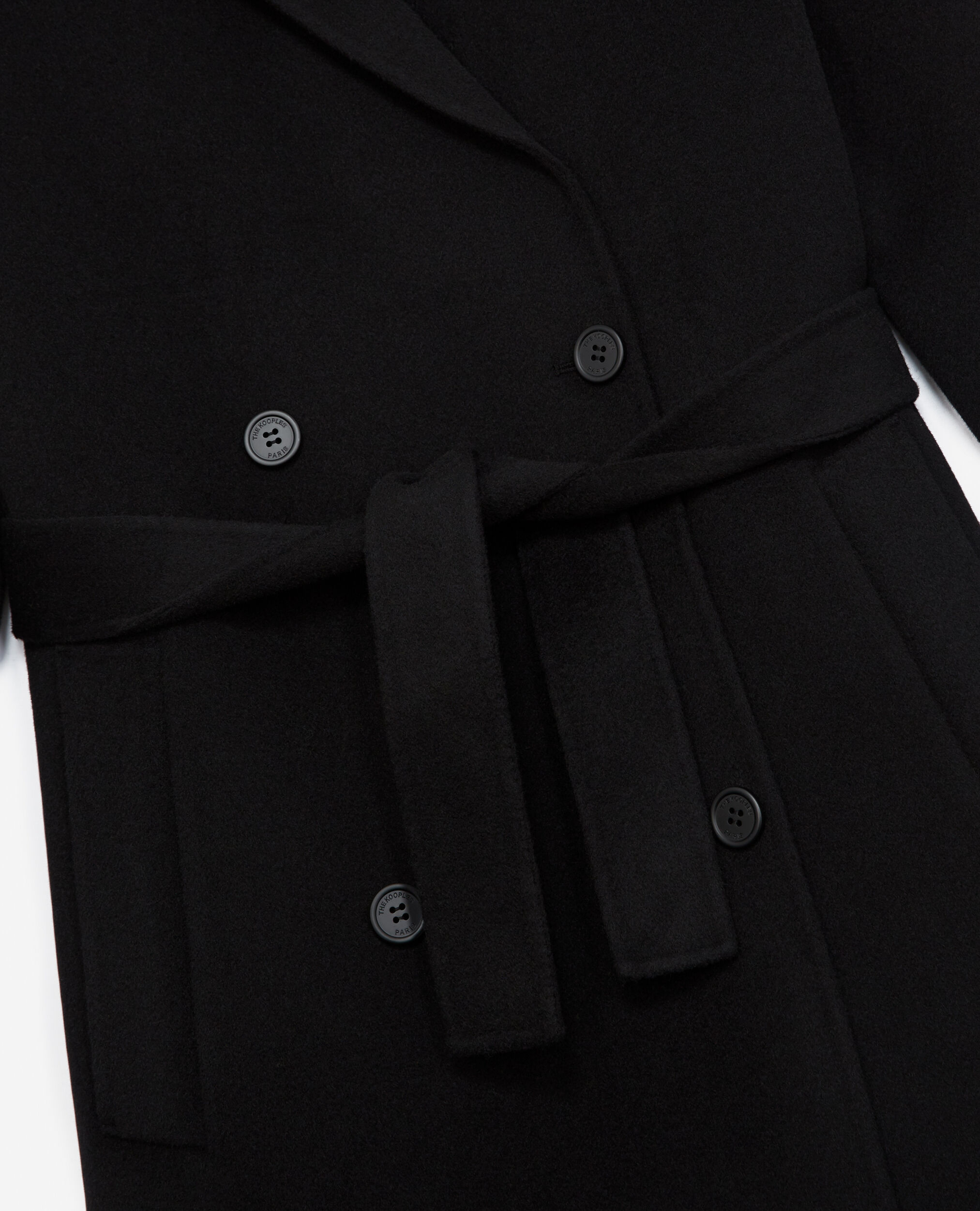 Oversized double-faced black wool coat, BLACK, hi-res image number null