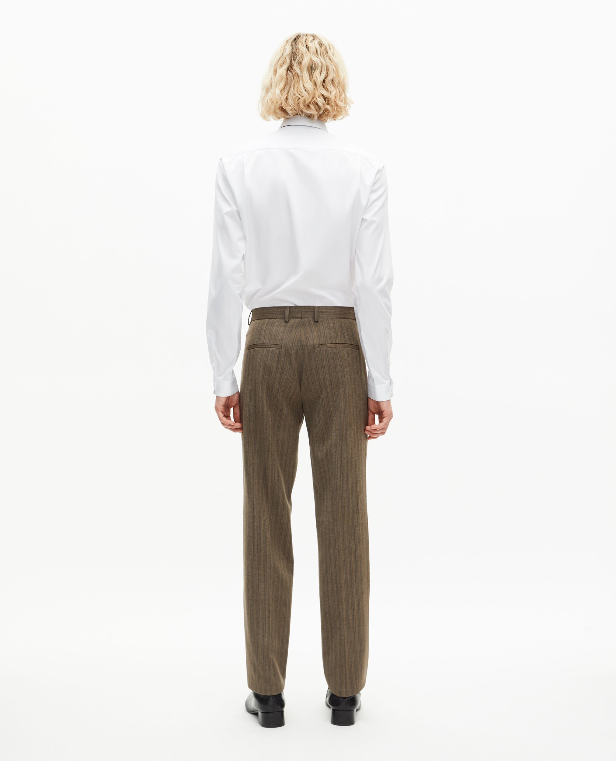 Straight brown pinstripe suit pants, LIGHT BROWN, hi-res image number null