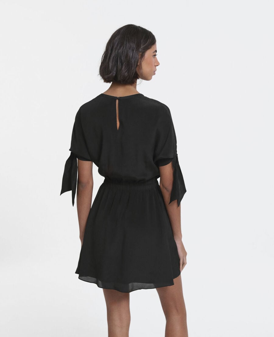 The Kooples WOMEN BLACK short black dress with knotted short sleeves