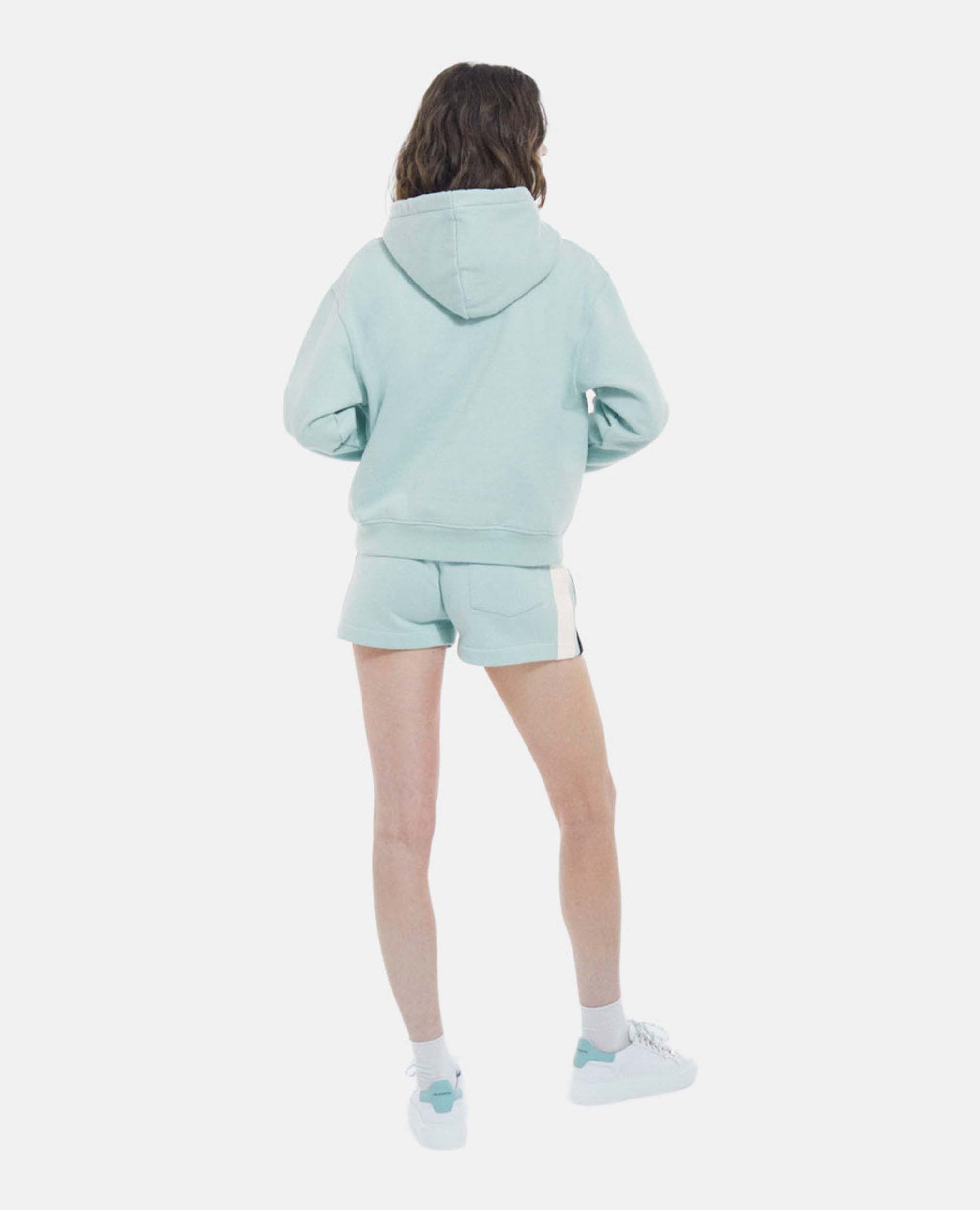 Hooded light green sweatshirt w pouch pocket The Kooples US