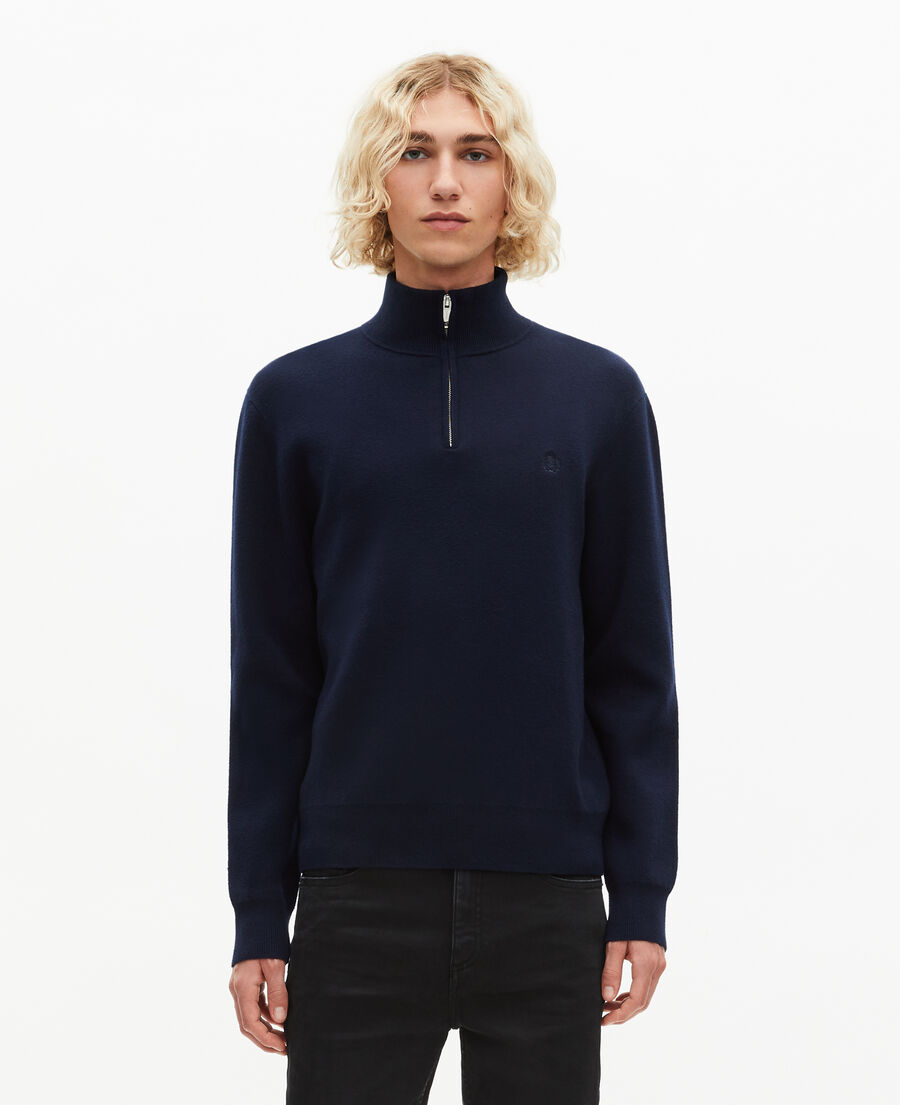 The Kooples H NAVY double-faced navy trucker-neck sweater