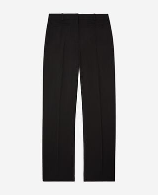 The Kooples WOMEN BLACK wide-leg pants with black wool stripe