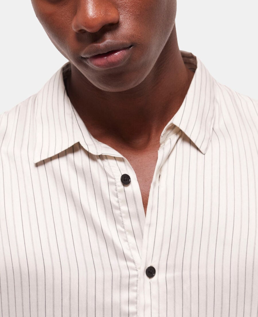 The Kooples H OFF WHITE slim-fit ecru striped shirt with classic collar