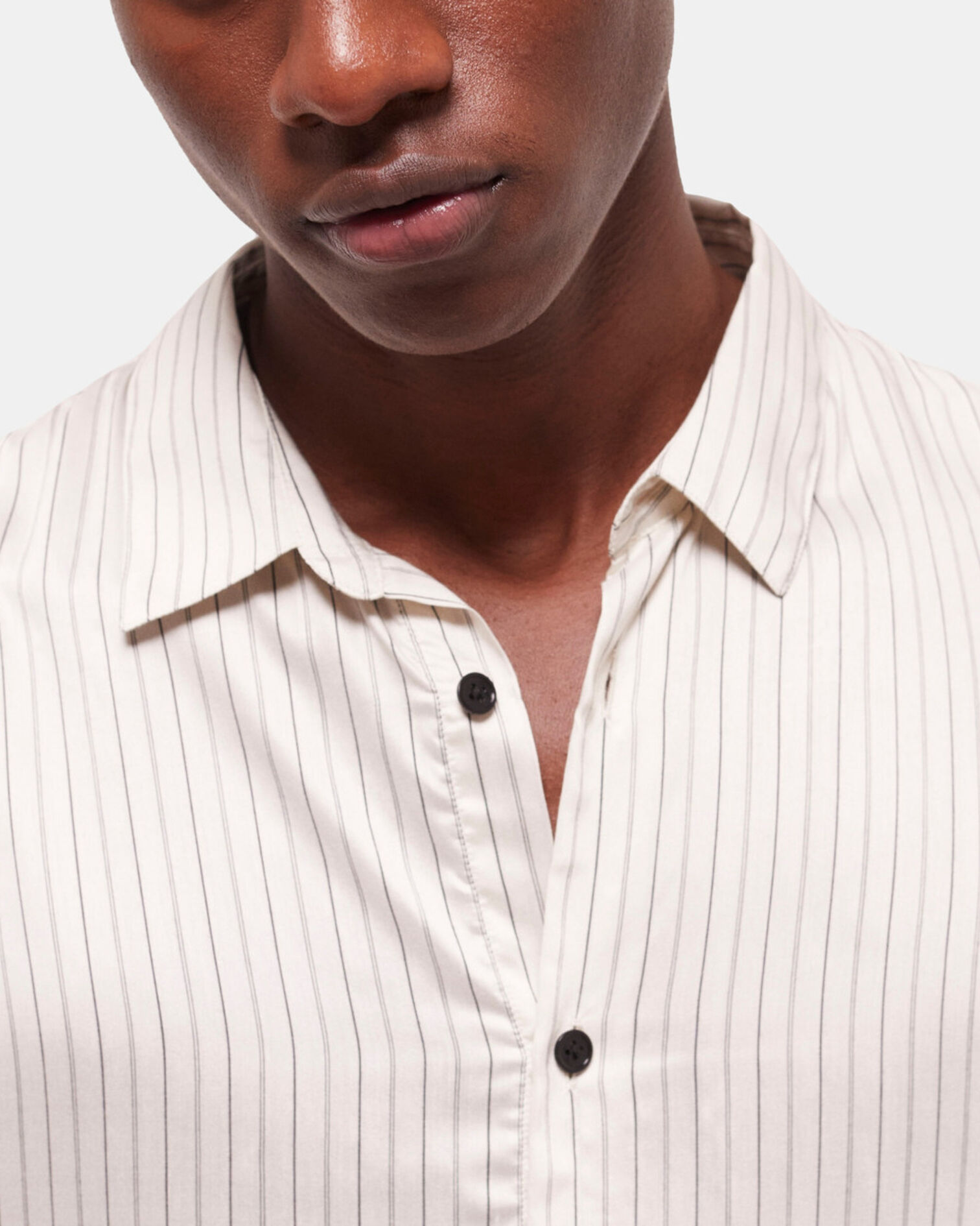 Camisa slim rayas blanco crudo con cuello clásico, OFF WHITE, hi-res image number null