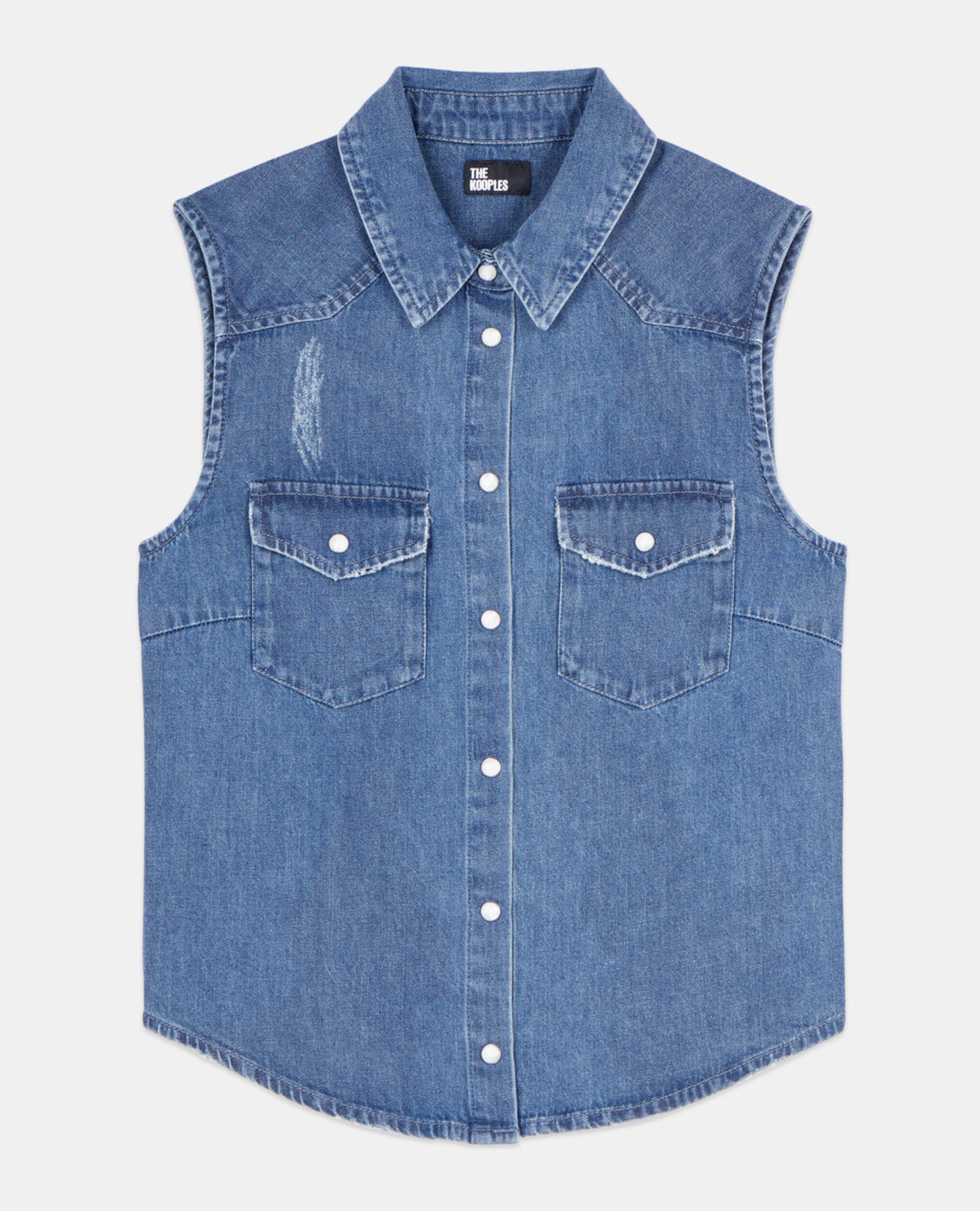 Sleeveless blue denim shirt, USED RAPIECE, hi-res image number null
