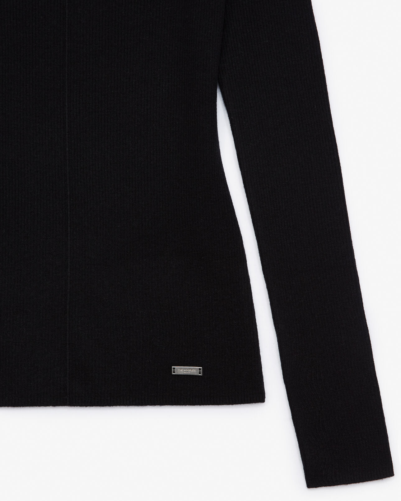 The Kooples FEMME BLACK pull fin laine cachemire noir ajusté