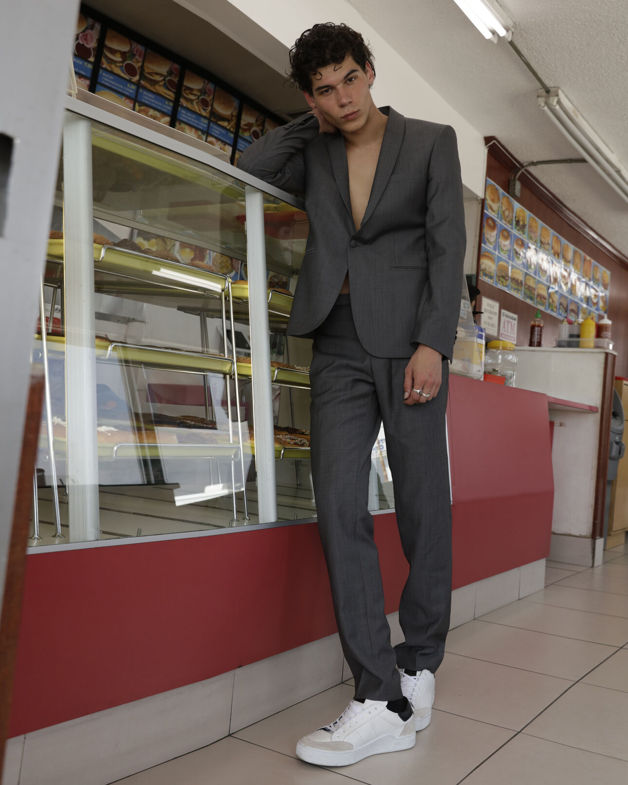The Kooples MEN GREY wool suit trousers with micro polka dots