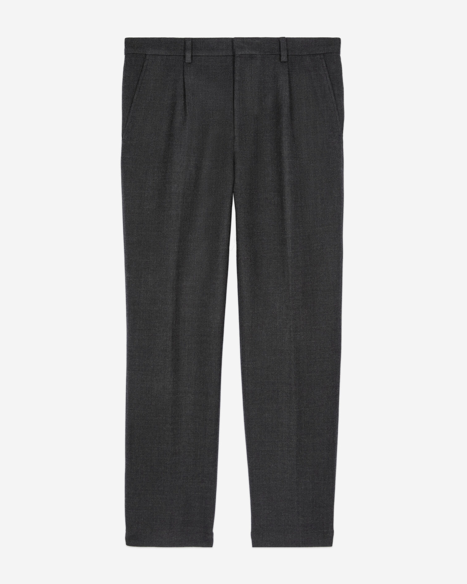 Grey cotton and wool suit trousers, BLACK GREY, hi-res image number null