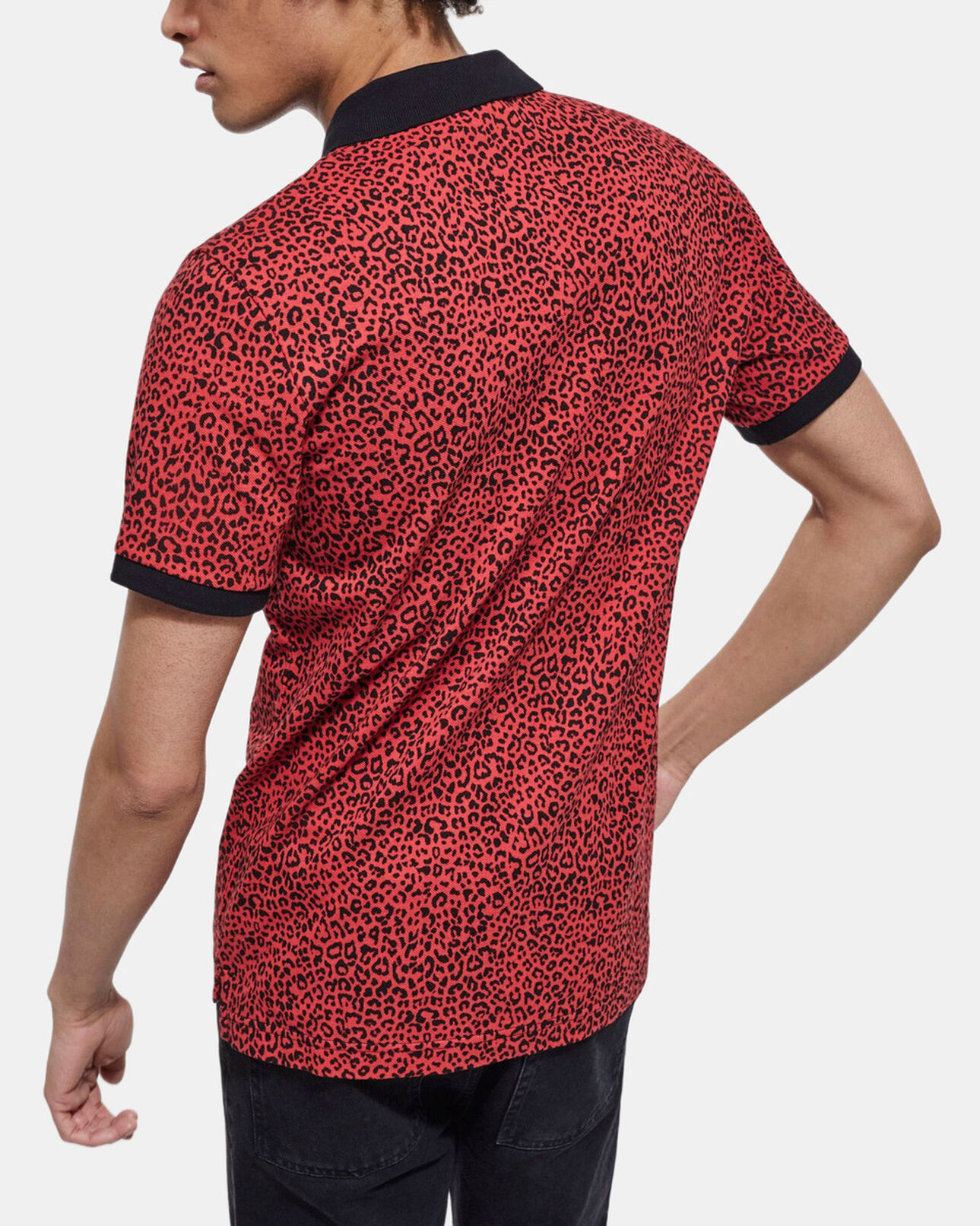 The Kooples MEN DARK RED red polo with leopard print