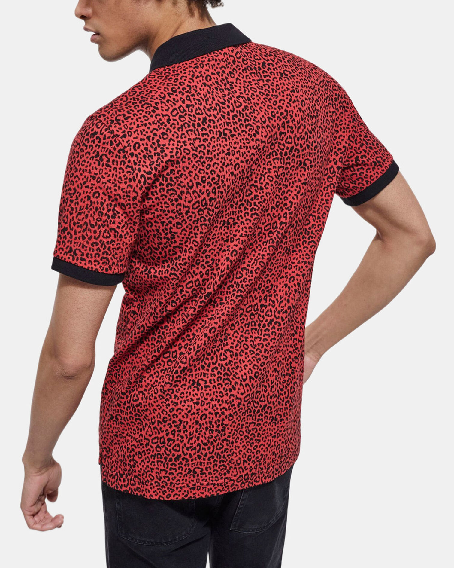 Red polo with leopard print, DARK RED, hi-res image number null
