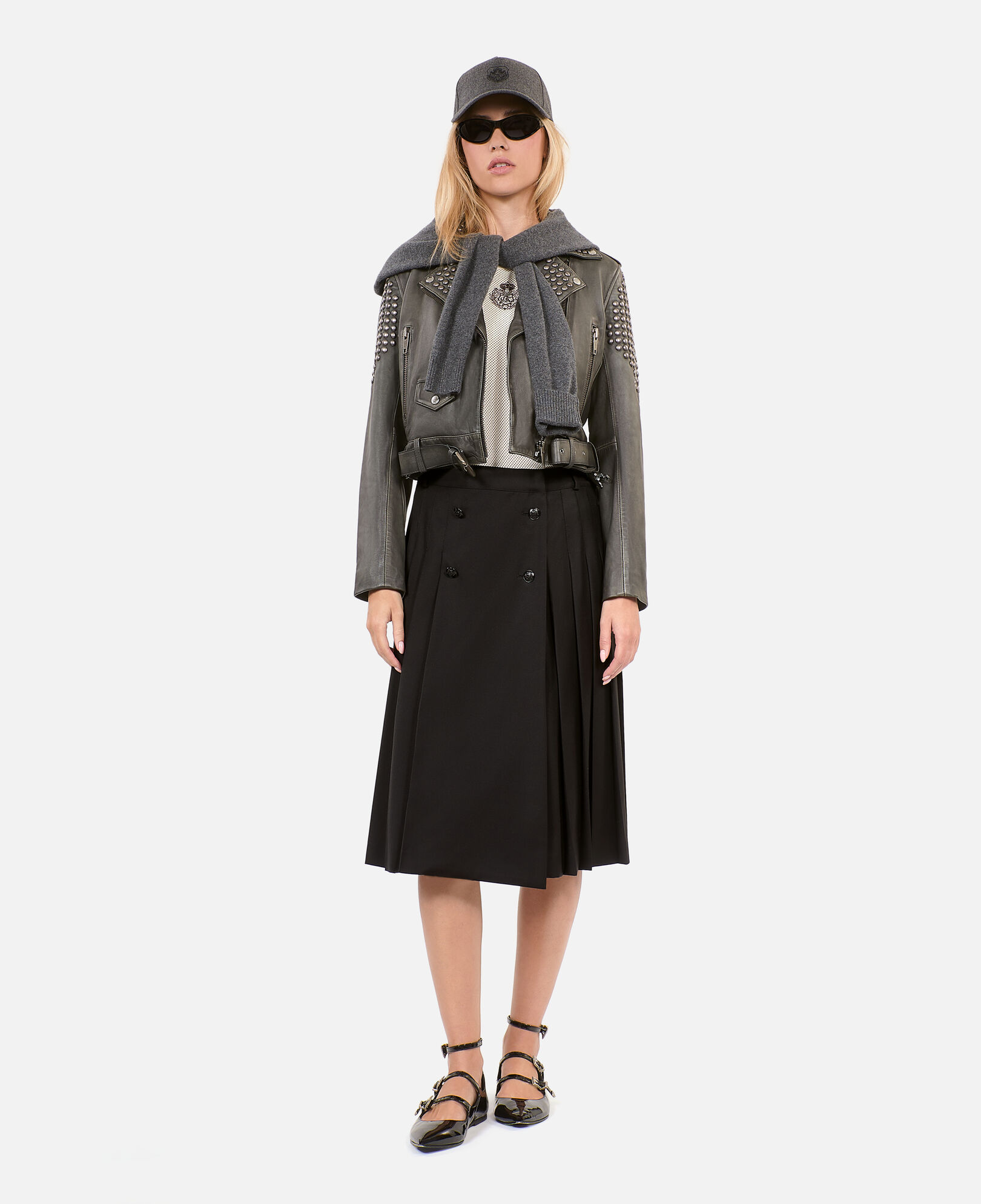 The Kooples FEMME BLACK blouson clouté en cuir noir