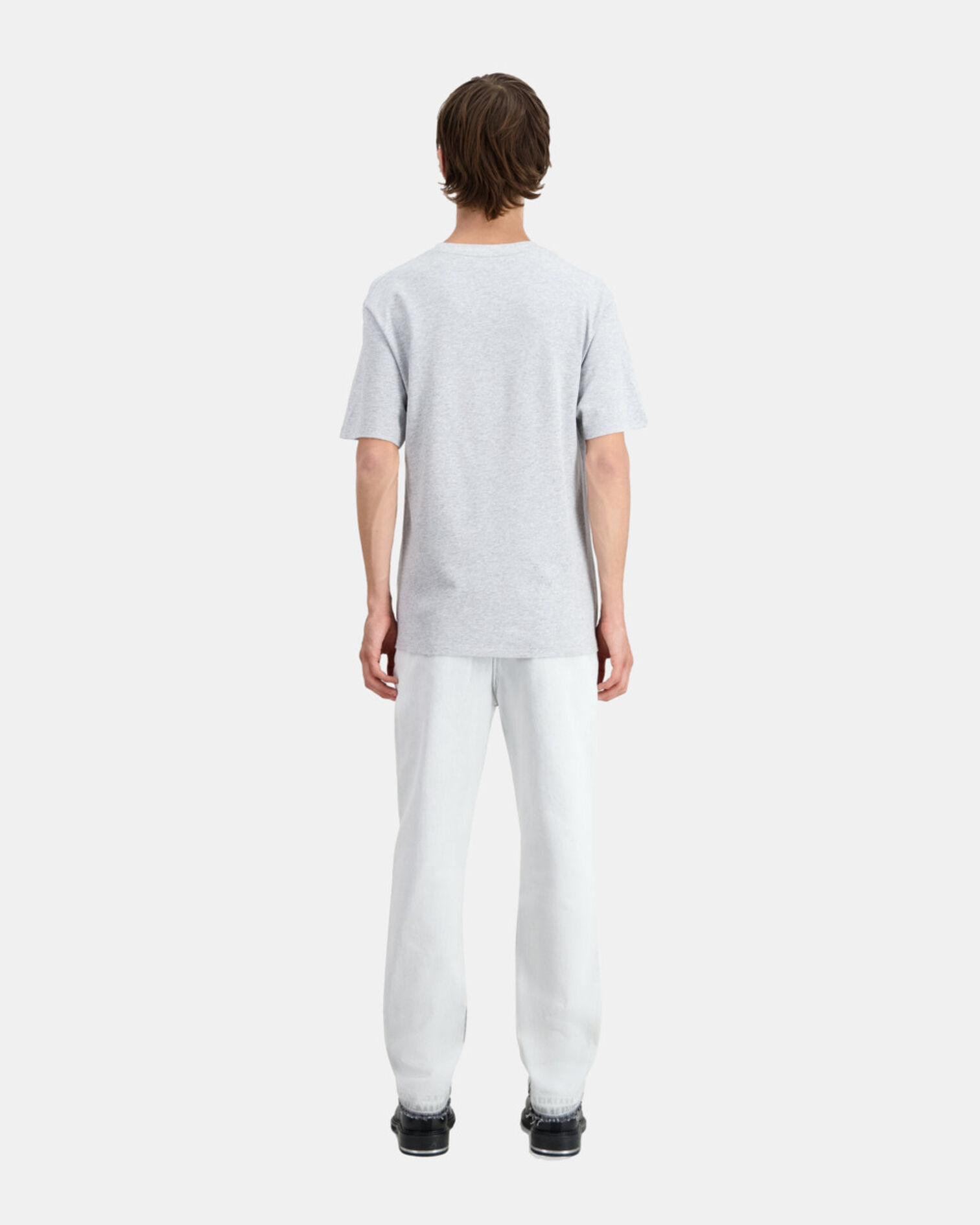 Graues T-Shirt Herren mit Blumen-Stickerei, GRIS CLAIR, hi-res image number null
