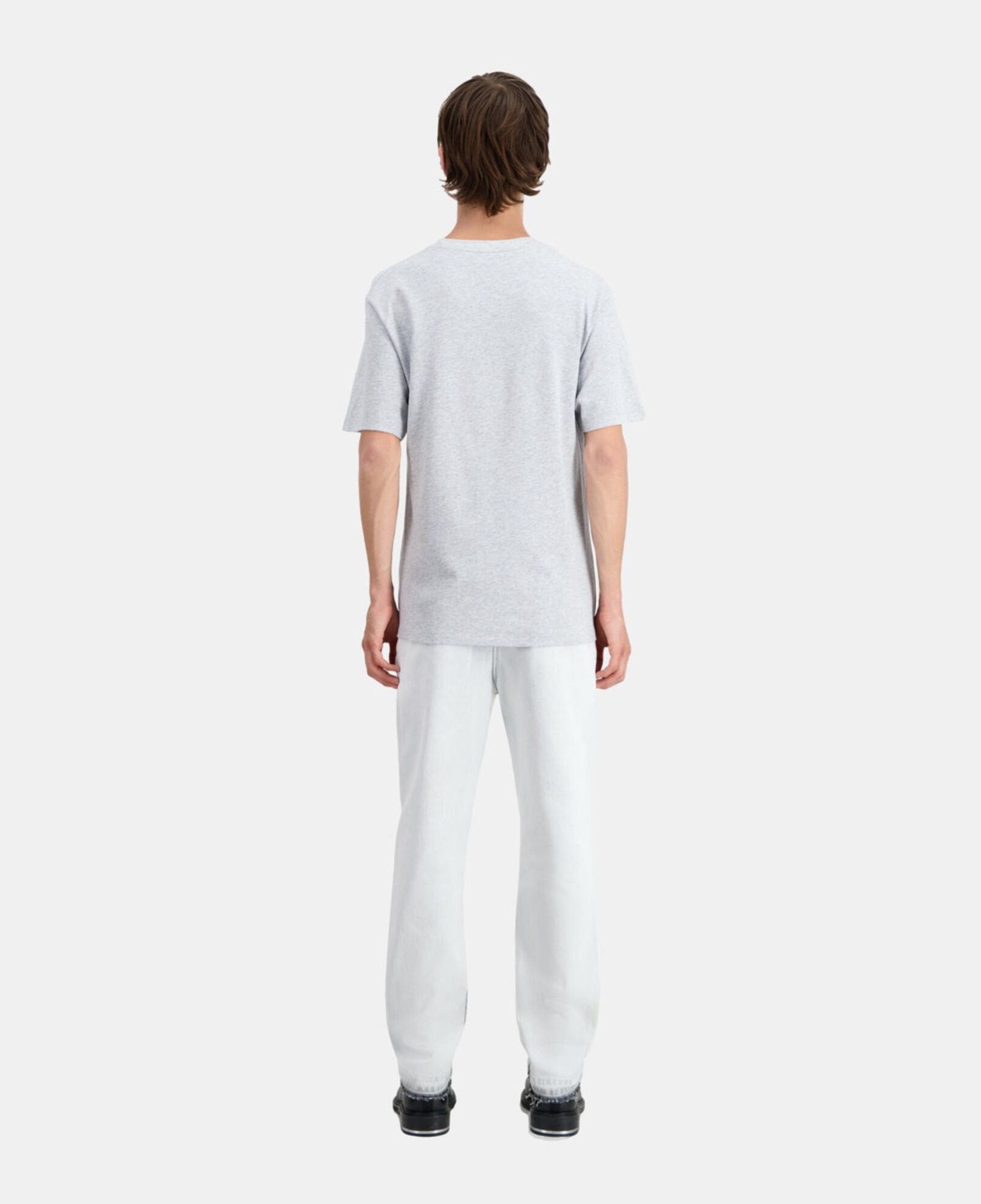 The Kooples MEN GRIS CLAIR men's grey t-shirt with flower embroidery