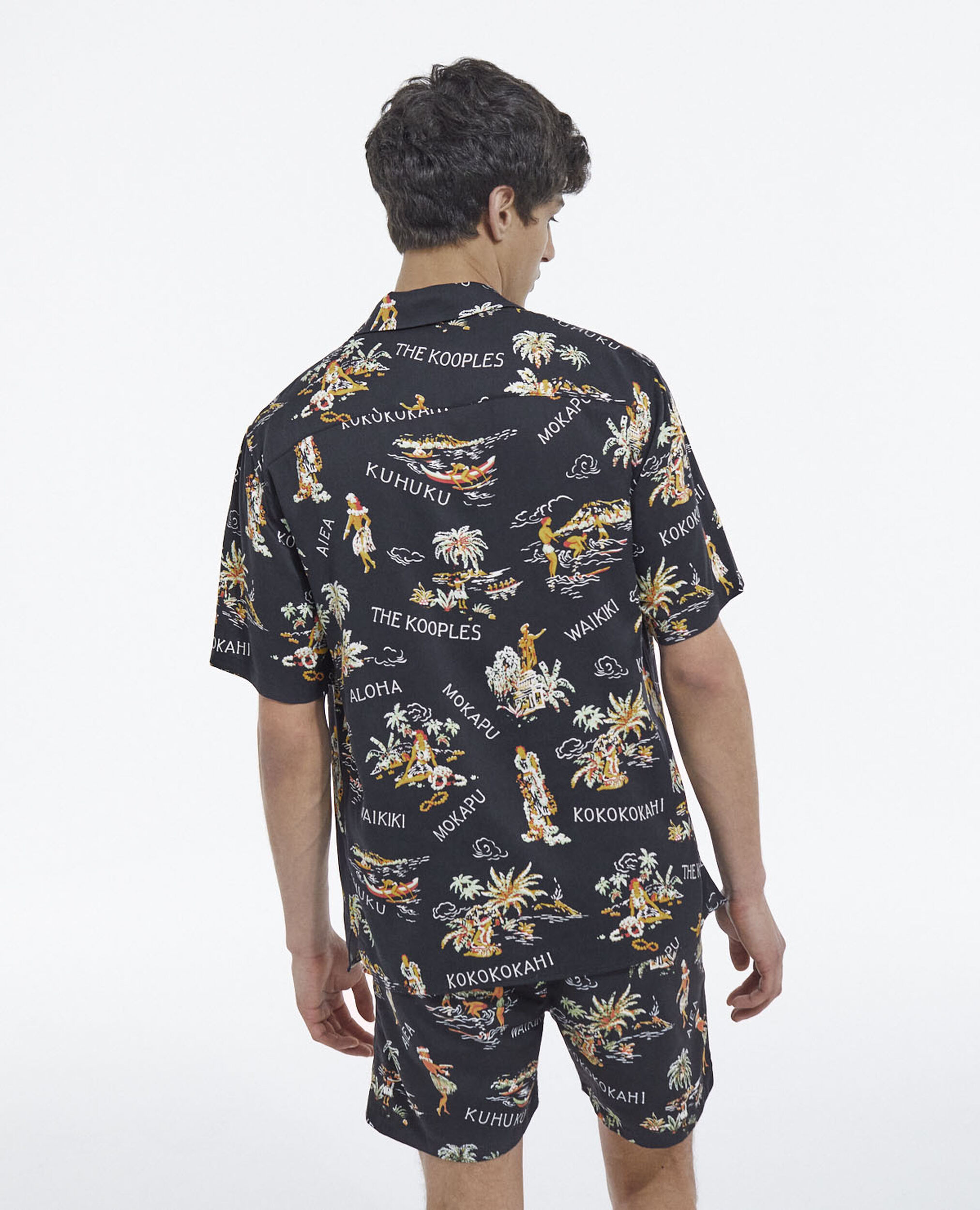Men’s black shirt with floral print, BLACK / YELLOW, hi-res image number null
