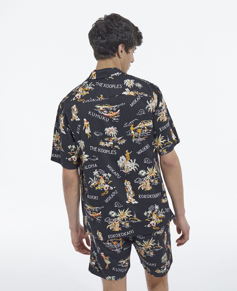 men’s black shirt with floral print