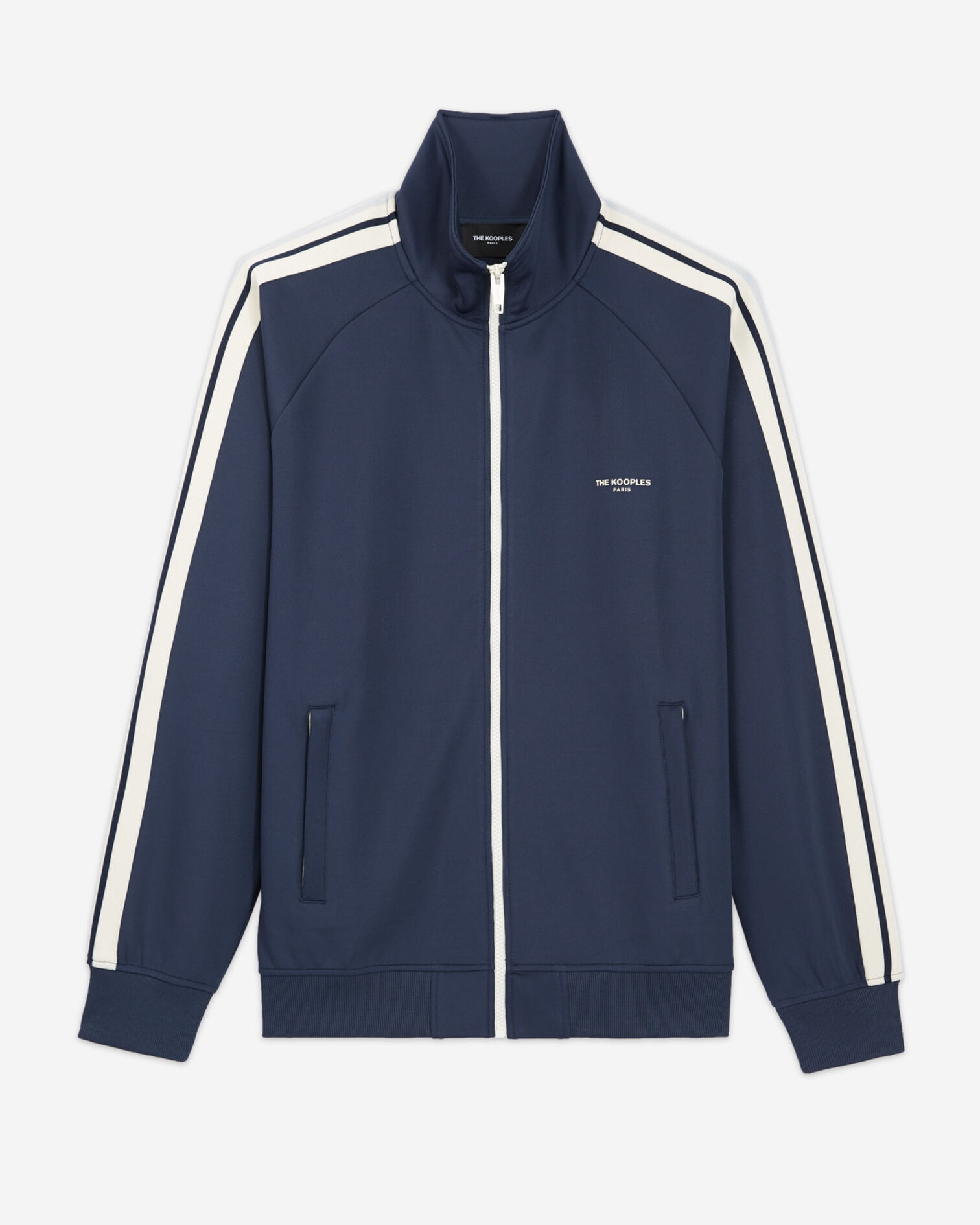 Blue technical fabric sweatshirt with ecru bands, NAVY, hi-res image number null