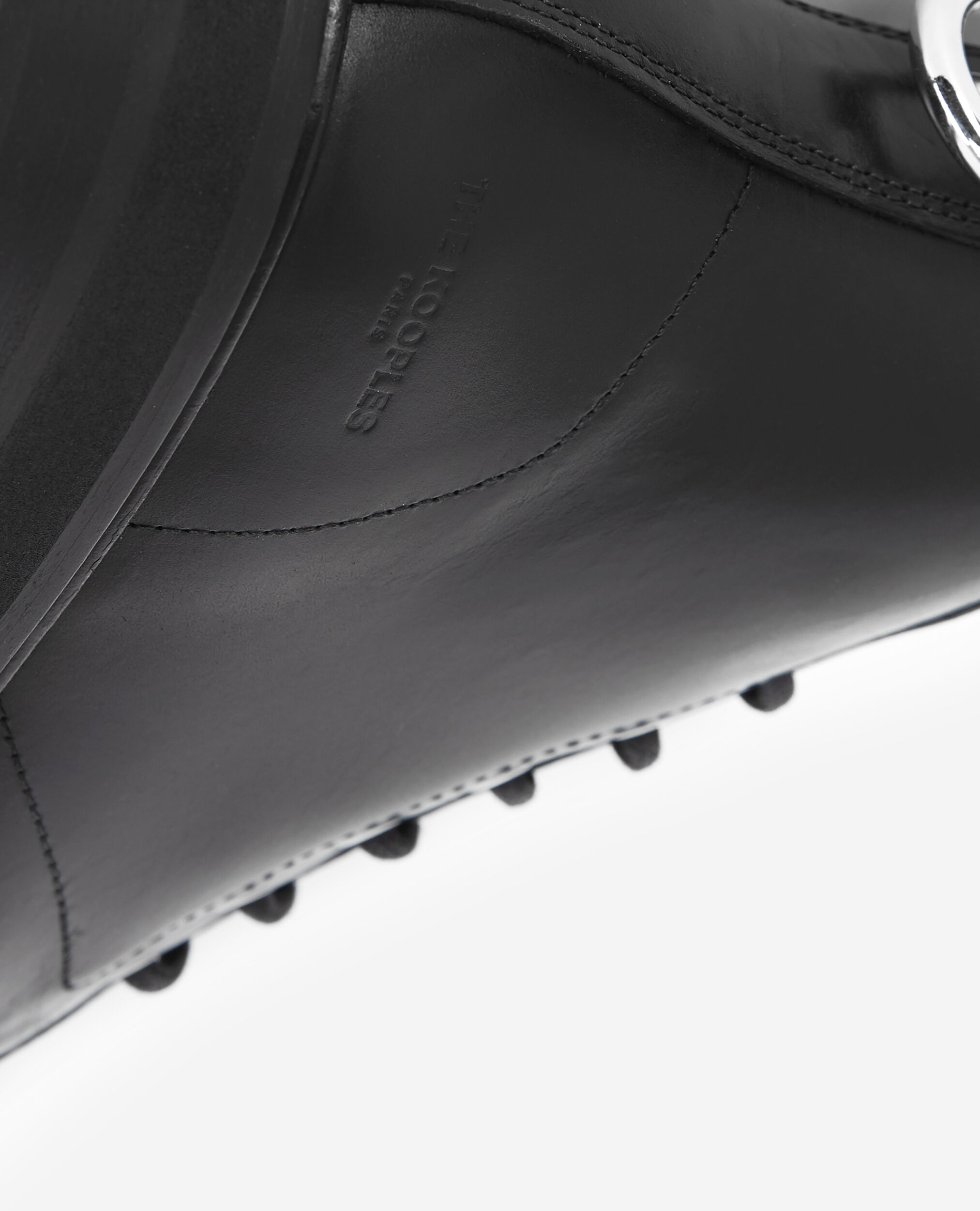 Chunky smooth black leather ankle boots, BLACK, hi-res image number null