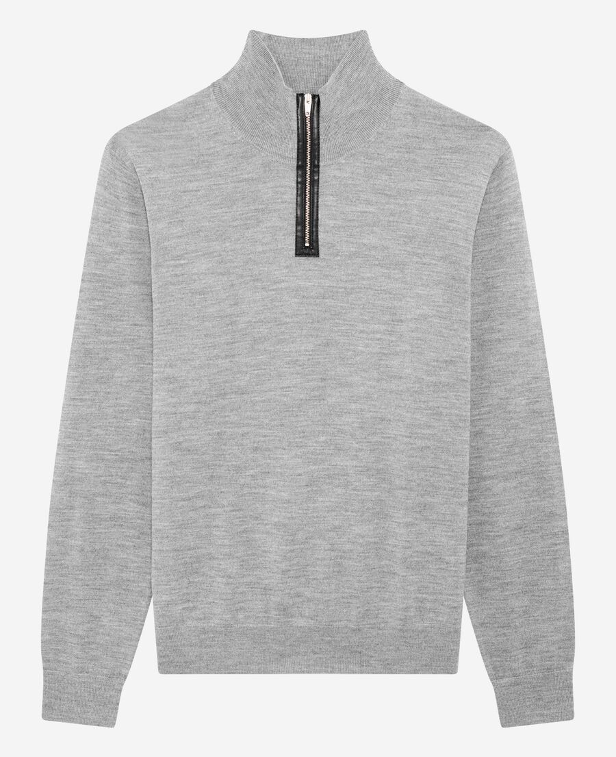 The Kooples MEN MIDDLE GREY grey stand-up collar sweater