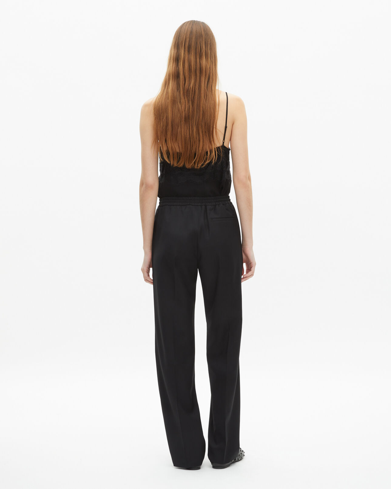 The Kooples WOMEN BLACK straight-cut black wool pants