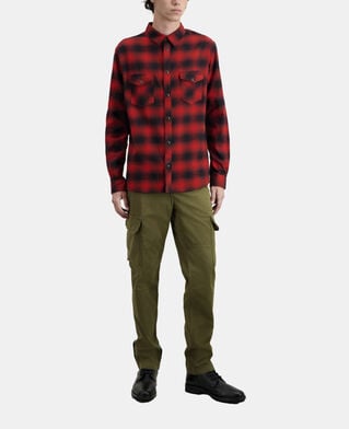 The Kooples HOMME BLACK - RED chemise à carreaux rouges et noirs